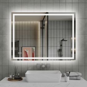 48"x36" LED Bathroom Mirror, Front-Lit and Back-Lit, 3 Color Tem Adjustable, Brightness Memory, Anti-fog LED Vanity Mirror[Unable to ship on week