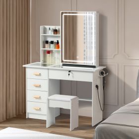 Newly designed smart mirror dressing table with drawers and storage cabinet, dressing table with dressing pad for bedroom, dressing room
