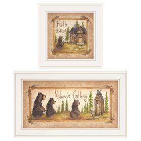 "Natures / Bath" 2-Piece Vignette by Mary Ann June, White Frame